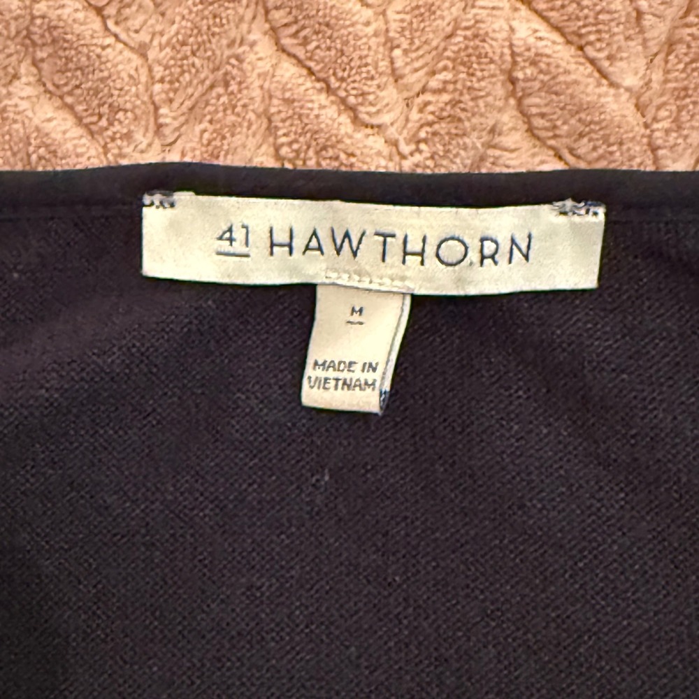41 Hawthorn Women Black Red Floral Split Neck Long Sleeve Top Mixed Media M - Picture 6 of 7